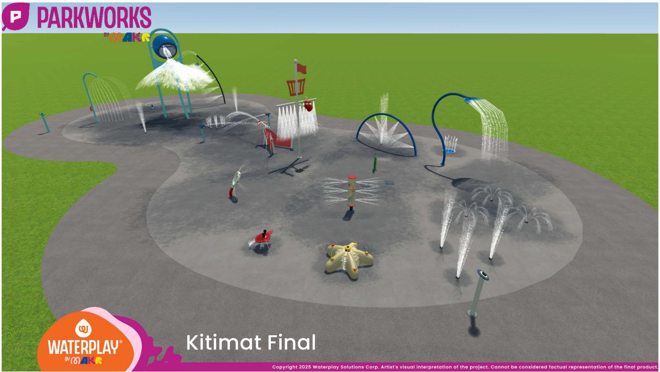 A graphical rendering of a spray park.